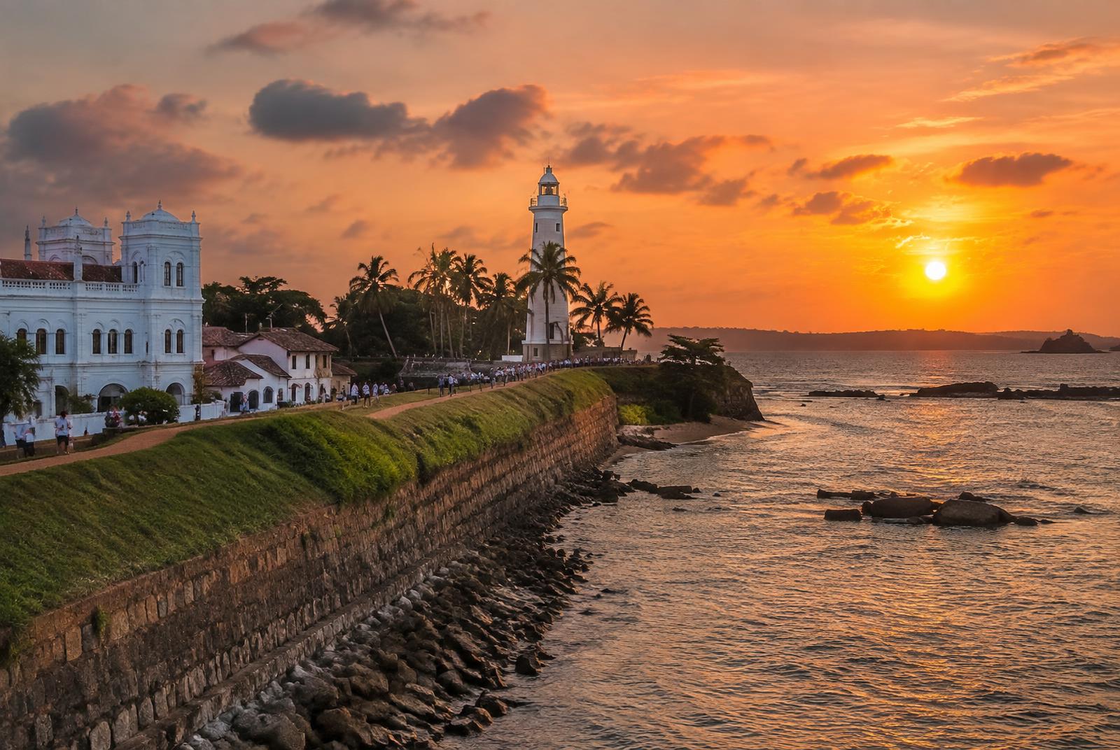Galle Fort ramparts at sunset