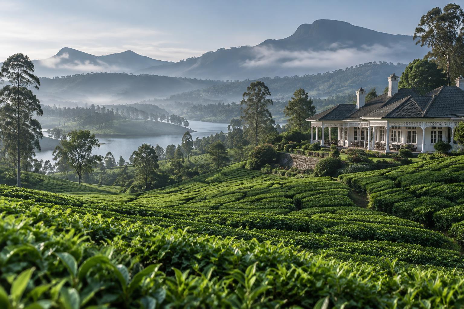 Tea estate and bungalow in Nuwara Eliya